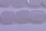 CAG8220 Top drilled 12*16mm rectangle white plated druzy agate beads