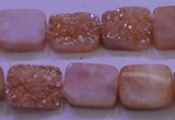 CAG8221 Top drilled 12*16mm rectangle champagne plated druzy agate beads