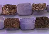 CAG8223 Top drilled 12*16mm rectangle glod plated druzy agate beads