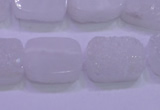 CAG8230 Top drilled 13*18mm rectangle white plated druzy agate beads