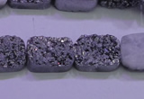 CAG8232 Top drilled 13*18mm rectangle silver plated druzy agate beads