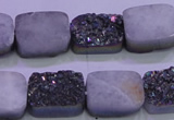 CAG8234 Top drilled 13*18mm rectangle rainbow plated druzy agate beads