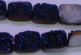 CAG8236 Top drilled 13*18mm rectangle blue plated druzy agate beads