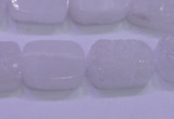 CAG8240 Top drilled 15*20mm rectangle white plated druzy agate beads