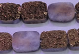 CAG8243 7.5 inches 15*20mm rectangle glod plated druzy agate beads