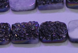 CAG8244 Top drilled 15*20mm rectangle rainbow plated druzy agate beads