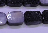 CAG8247 Top drilled 15*20mm rectangle black plated druzy agate beads