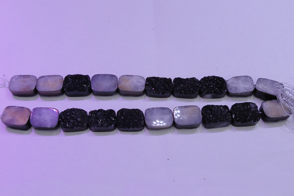 CAG8247 Top drilled 15*20mm rectangle black plated druzy agate beads