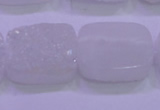 CAG8250 Top drilled 18*25mm rectangle white plated druzy agate beads