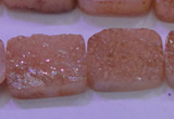 CAG8251 Top drilled 18*25mm rectangle champagne plated druzy agate beads