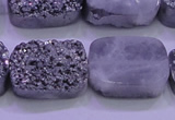 CAG8252 Top drilled 18*25mm rectangle silver plated druzy agate beads