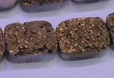 CAG8253 Top drilled 18*25mm rectangle glod plated druzy agate beads