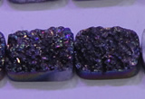 CAG8254 Top drilled 18*25mm rectangle rainbow plated druzy agate beads