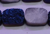 CAG8256 Top drilled 18*25mm rectangle blue plated druzy agate beads