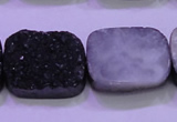 CAG8257 Top drilled 18*25mm rectangle black plated druzy agate beads