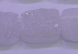 CAG8260 Top drilled 20*30mm rectangle white plated druzy agate beads