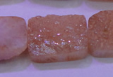 CAG8261 Top drilled 20*30mm rectangle champagne plated druzy agate beads