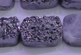 CAG8262 Top drilled 20*30mm rectangle silver plated druzy agate beads