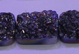 CAG8264 Top drilled 20*30mm rectangle rainbow plated druzy agate beads