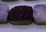 CAG8265 Top drilled 20*30mm rectangle purple plated druzy agate beads