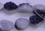 CAG8276 7.5 inches 10*14mm teardrop blue plated druzy agate beads