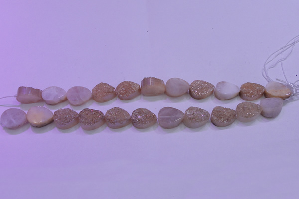 CAG8281 7.5 inches 12*16mm teardrop champagne plated druzy agate beads