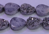 CAG8282 7.5 inches 12*16mm teardrop silver plated druzy agate beads