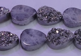 CAG8292 7.5 inches 13*18mm teardrop silver plated druzy agate beads