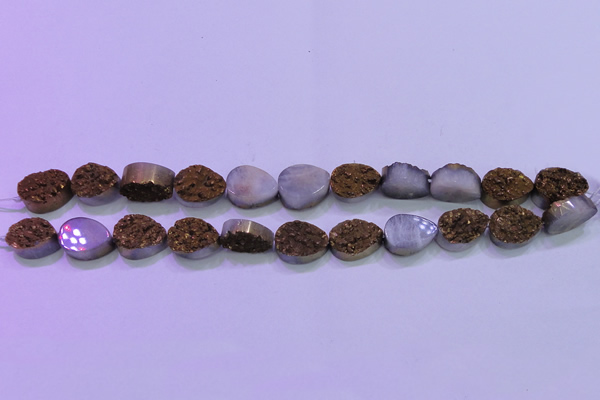 CAG8293 7.5 inches 13*18mm teardrop gold plated druzy agate beads