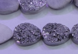 CAG8302 7.5 inches 15*20mm teardrop silver plated druzy agate beads