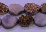 CAG8303 7.5 inches 15*20mm teardrop gold plated druzy agate beads