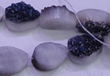 CAG8306 7.5 inches 15*20mm teardrop blue plated druzy agate beads