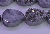 CAG8312 7.5 inches 18*25mm teardrop silver plated druzy agate beads