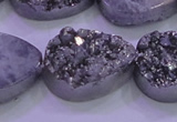 CAG8322 7.5 inches 20*30mm teardrop silver plated druzy agate beads