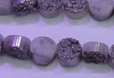 CAG8342 7.5 inches 12mm coin silver plated druzy agate beads