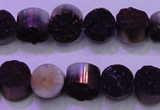 CAG8345 7.5 inches 12mm coin purple plated druzy agate beads