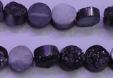 CAG8347 7.5 inches 12mm coin black plated druzy agate beads