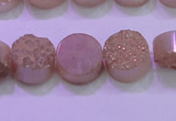 CAG8351 7.5 inches 14mm coin champagne plated druzy agate beads