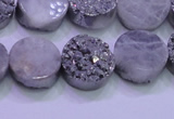 CAG8352 7.5 inches 14mm coin silver plated druzy agate beads