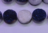 CAG8356 7.5 inches 14mm coin blue plated druzy agate beads