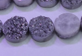 CAG8362 7.5 inches 16mm coin silver plated druzy agate beads