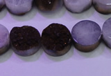 CAG8375 7.5 inches 18mm coin purple plated druzy agate beads