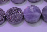 CAG8382 7.5 inches 20mm coin silver plated druzy agate beads