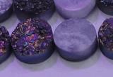 CAG8384 7.5 inches 20mm coin rainbow plated druzy agate beads