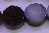 CAG8395 7.5 inches 25mm coin purple plated druzy agate beads