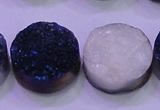 CAG8396 7.5 inches 25mm coin blue plated druzy agate beads