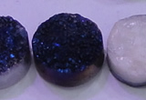 CAG8406 7.5 inches 30mm coin blue plated druzy agate beads