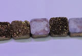 CAG8421 7.5 inches 12*12mm square gold plated druzy agate beads