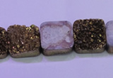 CAG8424 7.5 inches 18*18mm square gold plated druzy agate beads