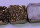 CAG8429 7.5 inches 30*30mm square gold plated druzy agate beads